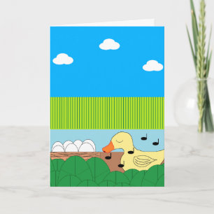 Zingende moeder eend in de buurt van Water: Blank Kaart