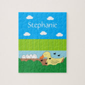 Zingende moeder eend in de buurt van water: legpuzzel (Verticaal)