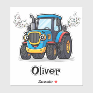 Zingende Moppertje Muziektractor in het Blauw Sticker