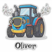Zingende Moppertje Muziektractor in het Blauw Sticker (Voorkant)