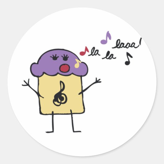 Zingende Muffin - Sticker (Voorkant)