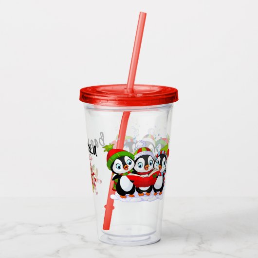 Zingende pinguïns acryl drinkbeker (Achterkant)