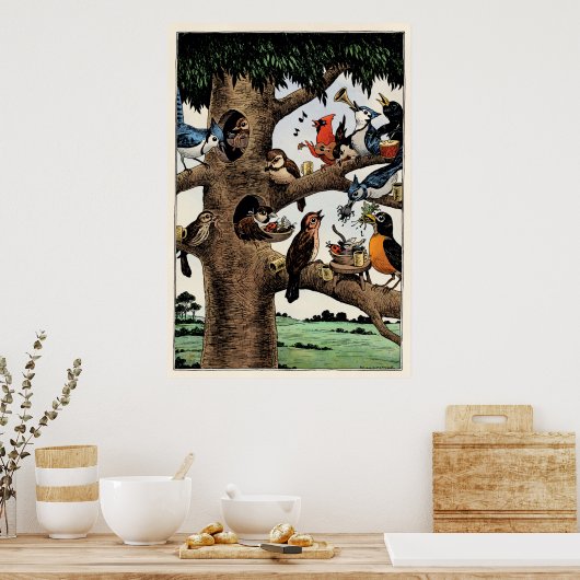 Zingende Poster vogels (Keuken)