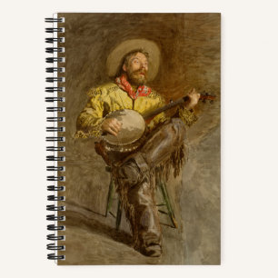 Zingende Spaanse Cowboy met Banjo die een Trail So Notitieboek