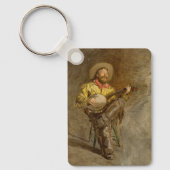 Zingende Spaanse Cowboy met banjo spelend trailson Sleutelhanger (Voorkant)