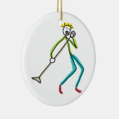 Zingende Stickman Keramisch Ornament (Rechts)