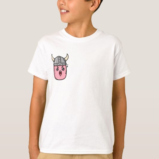 Zingende Viking Karakter met Gehoornde Helm Kinder T-shirt (Voorkant)