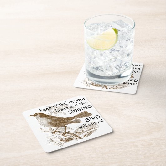  zingende vogel 'Hou je hoop in je hart' Kartonnen Onderzetters (Insitu)