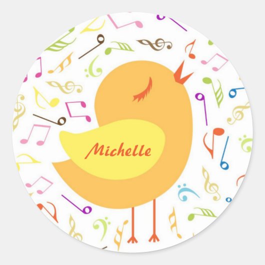 Zingende Vogel met Musical Notes Custom Stickers (Voorkant)