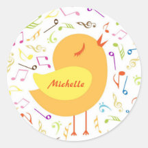 Zingende Vogel met Musical Notes Custom Stickers
