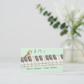 Zingende vogel op Keyboard Music Piano Teacher Visitekaartje (Staand voorkant)