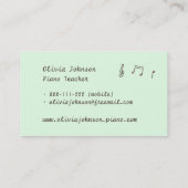 Zingende vogel op Keyboard Music Piano Teacher Visitekaartje (Achterkant)
