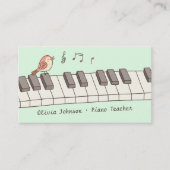 Zingende vogel op Keyboard Music Piano Teacher Visitekaartje (Voorkant)