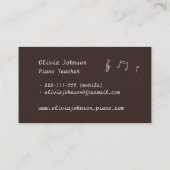 Zingende vogel op Piano Doodle Music Piano Teacher Visitekaartje (Achterkant)