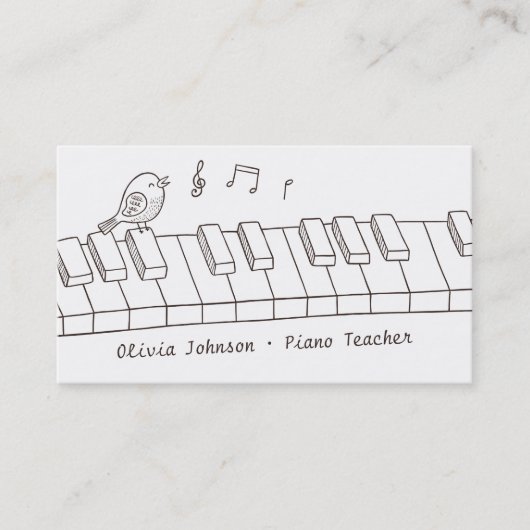 Zingende vogel op Piano Doodle Music Piano Teacher Visitekaartje (Voorkant)