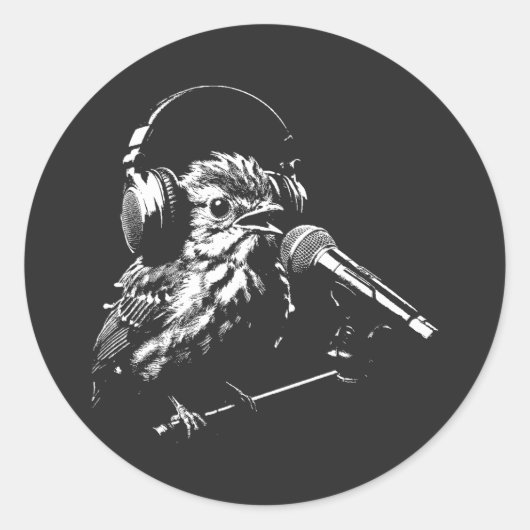 Zingende Vogel Ronde Sticker (Voorkant)