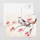 Zingende vogelachtergrond briefkaart (Voorkant / Achterkant)