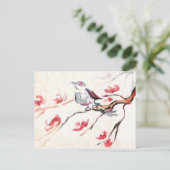Zingende vogelachtergrond briefkaart (Staand voorkant)