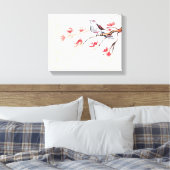 Zingende vogelachtergrond canvas afdruk (Insitu (Slaapkamer))