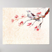 Zingende vogelachtergrond poster (Voorkant)