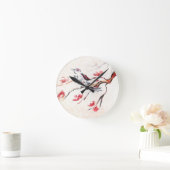 Zingende vogelachtergrond ronde klok (Huis)