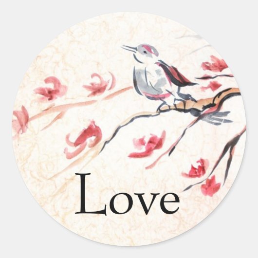 Zingende vogelachtergrond ronde sticker (Voorkant)
