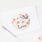 Zingende vogelachtergrond ronde sticker (Envelop)