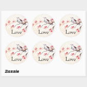 Zingende vogelachtergrond ronde sticker (Vel)