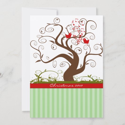 Zingende Vogelboom wervelen Kerstmis Party uitnodi Kaart (Achterkant)