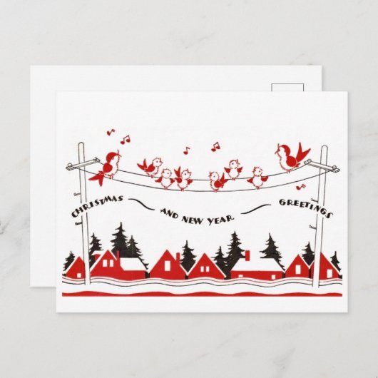 Zingende vogelkerst briefkaart (Voorkant / Achterkant)