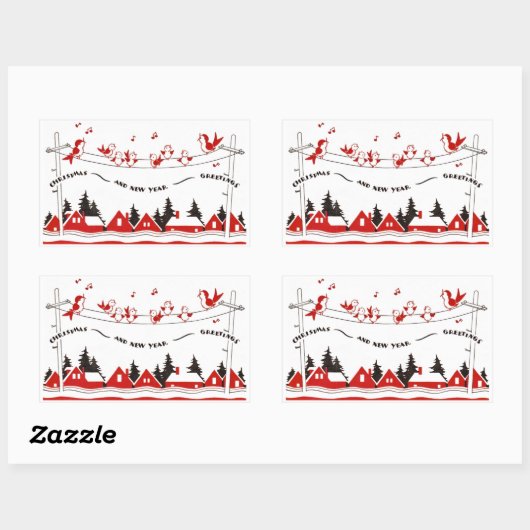 Zingende vogelkerst rechthoekige sticker (Vel)