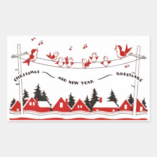 Zingende vogelkerst rechthoekige sticker (Voorkant)