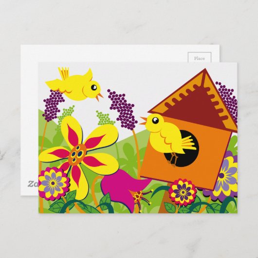 Zingende vogels briefkaart (Voorkant / Achterkant)