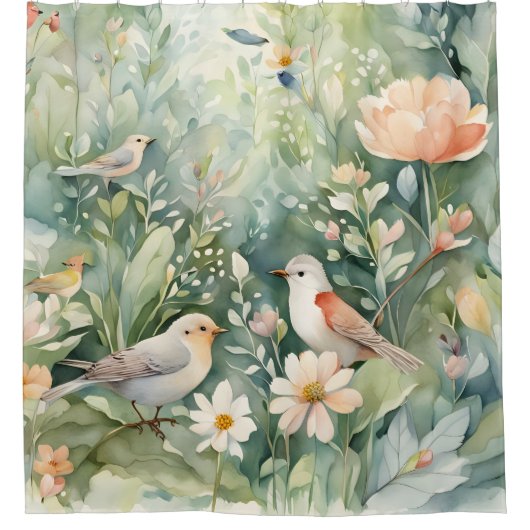 Zingende vogels douchegordijn (Voorkant)