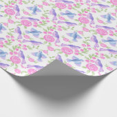 Zingende vogels en rozen cadeaupapier (Hoek)