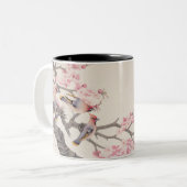 Zingende vogels in het voorjaar tweekleurige koffiemok (Voorkant links)