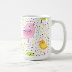 Zingende vogels met Musical Notes Personalized Mug Koffiemok