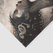 Zingende vrouw met muziektattoos decoupage tissuepapier (Detail)