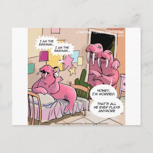 Zingende Walrus Bezorgde Ouders Grappig Briefkaart (Voorkant)