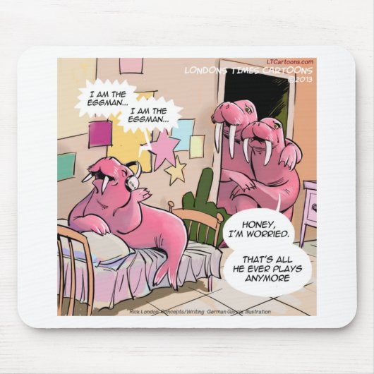 Zingende Walrus Bezorgde Ouders Grappig Muismat (Voorkant)