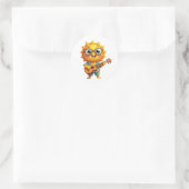 Zingende Zon Ronde Sticker (Tas)