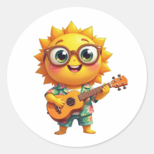 Zingende Zon Ronde Sticker