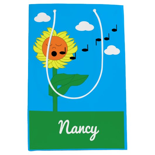 Zingende zonnebloem: medium cadeauzakje (Voorkant)