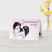 Zingende Zwart-witte Hond de Roze Kaart van de (Gele Bloem)