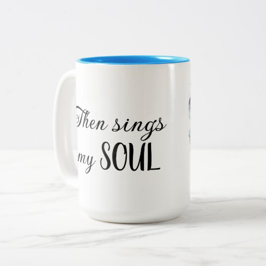 Zingt mijn ziel met bloemen tweekleurige koffiemok (Voorkant links)