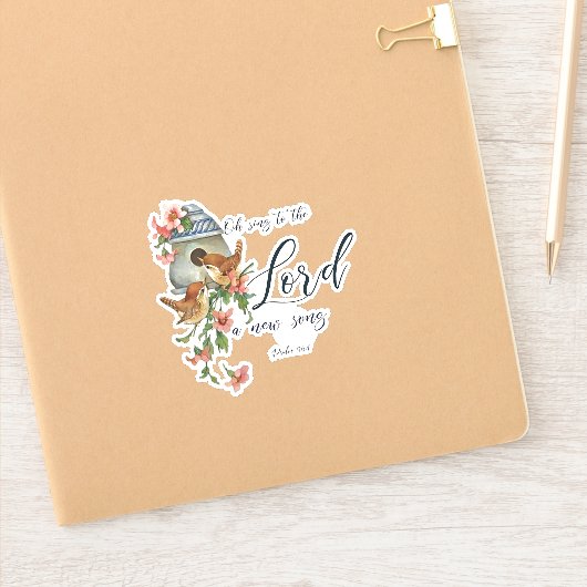 Zingt voor de Heer, vogels en huis Sticker (Notitieboek)
