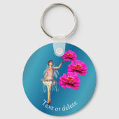 Zinkbloemen en roze zink, aangepast sleutelhanger (Voorkant)