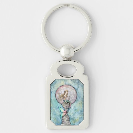 Zinkende Maan Zeemeermin Fantasy Kunst van Molly H Sleutelhanger (Voorkant)
