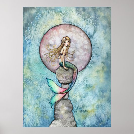 Zinkende Maan Zeemeermin Posterprint Poster (Voorkant)
