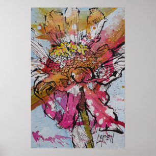 Zinkende Zinnia 001 / Kunstenaar Larry Lerew Poster